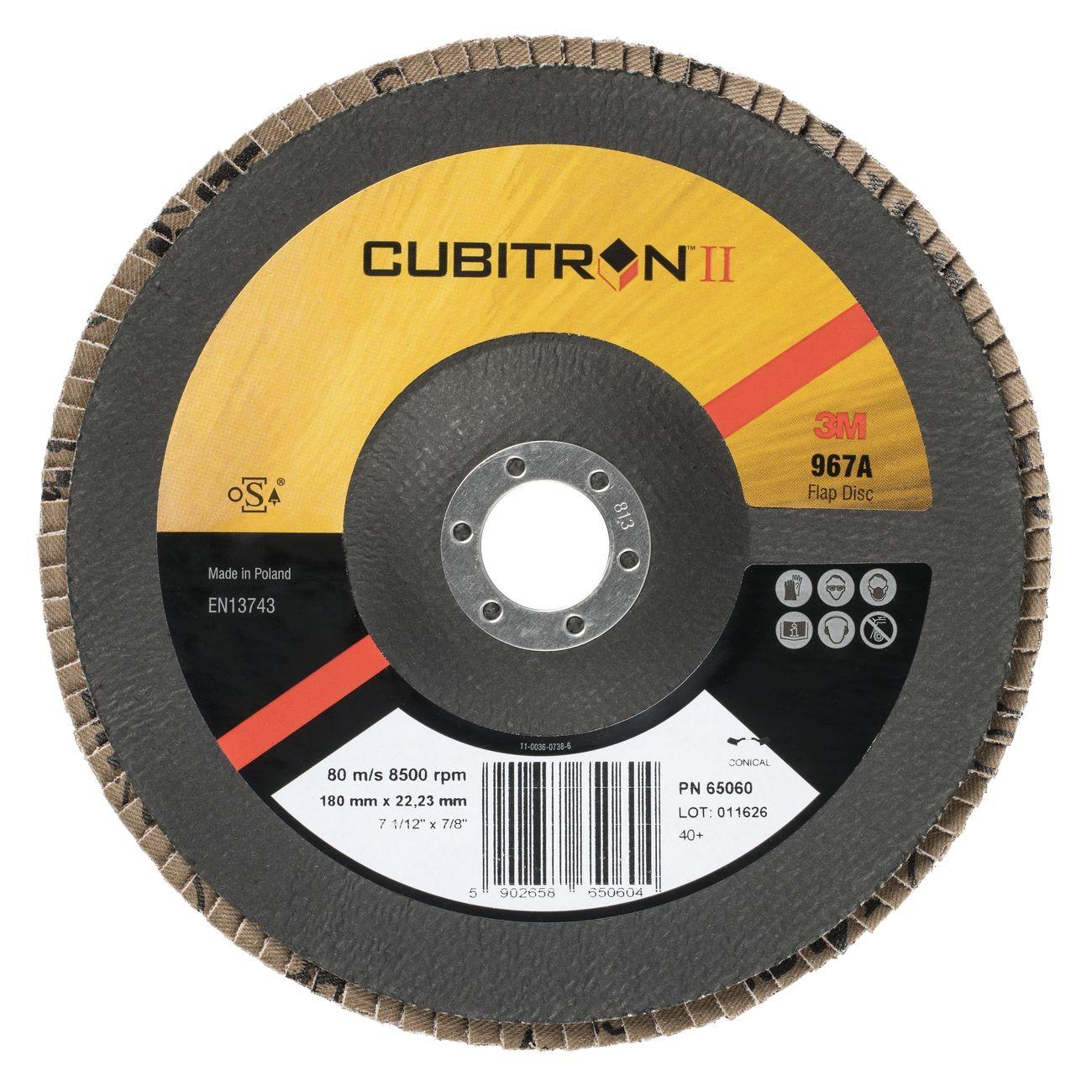 3M 3M 7000148196 Cubitron Ii 967A Flap Disc 40 Grit 5 Inch