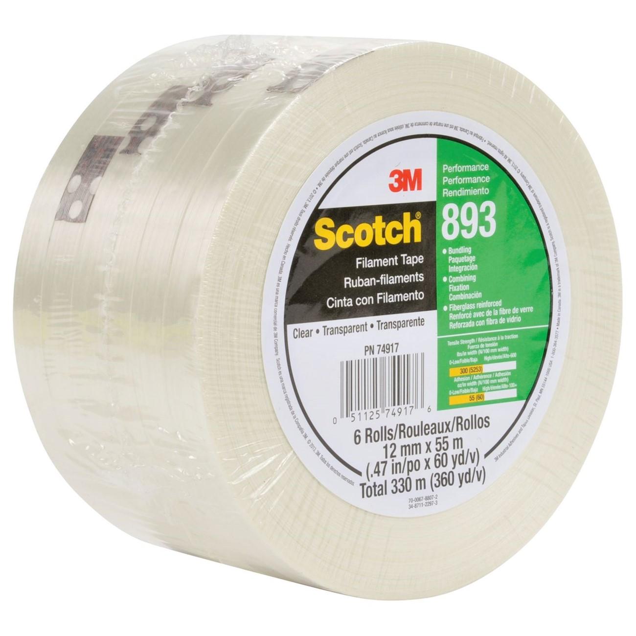 3M 3M 7100008074 Filament Tape Clear 12mm X 55m