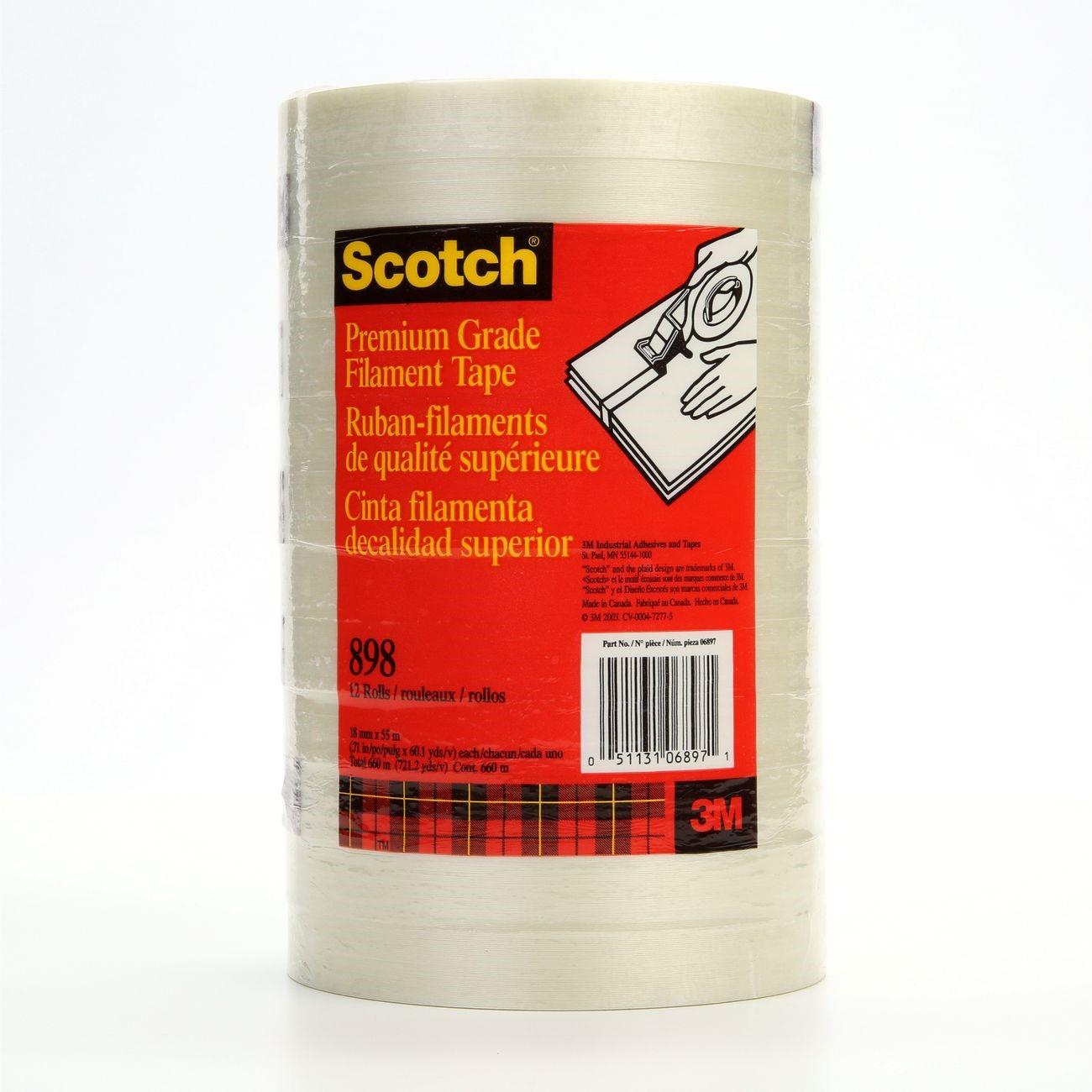 3M 3M 7000028930 Filament Tape 898 Clear 18mm X 55 M