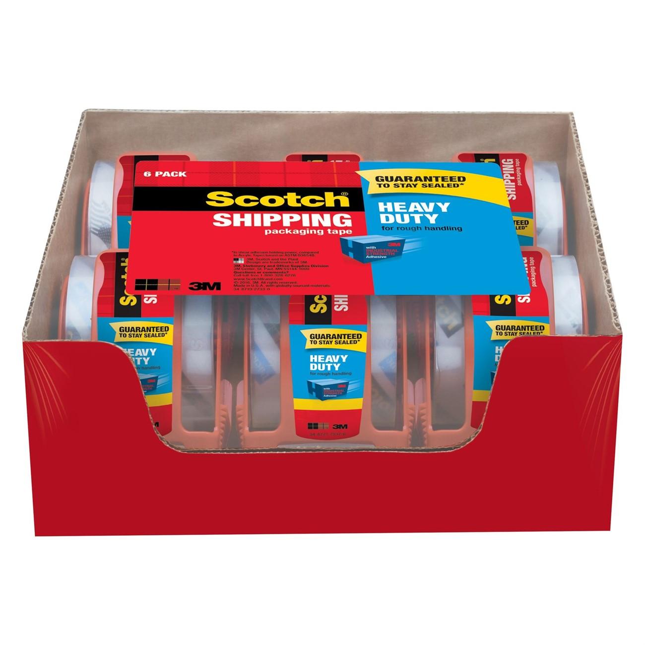 3M 3M 7100158257 Scotch Heavy Duty Clear Packaging Tape 6 Pack