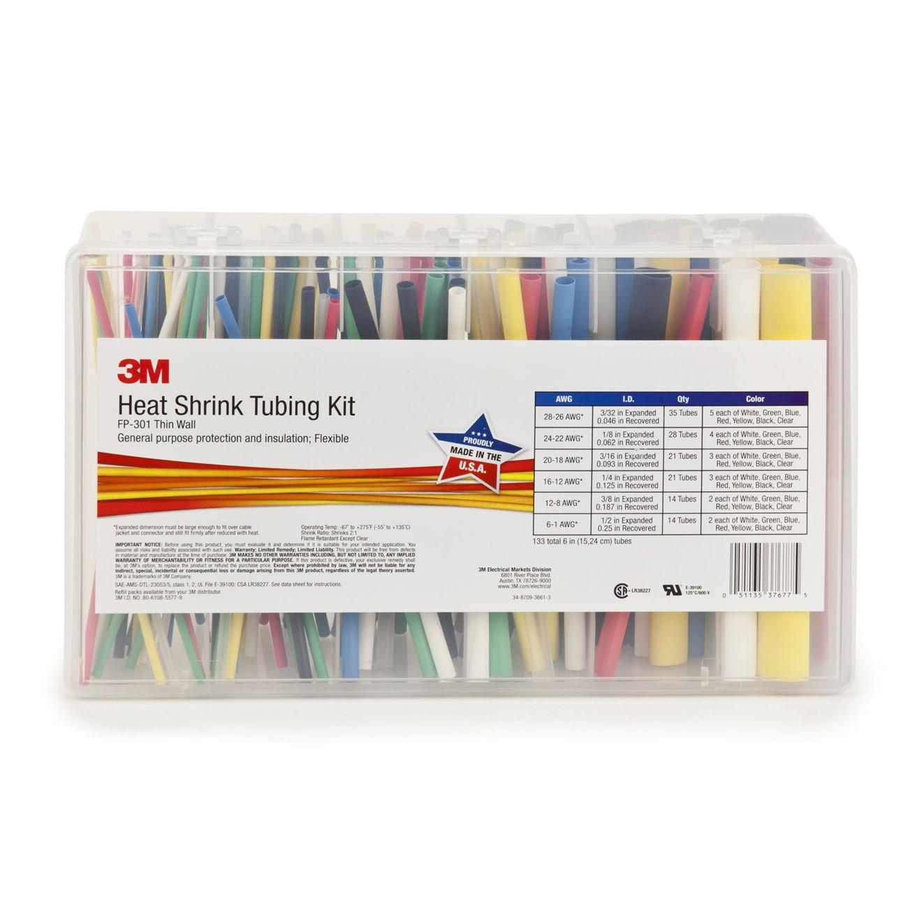 3M 3M 7000031588 Heat Shrink Tubing 133 Piece 7 Color Kit