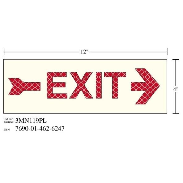 3M 3M 7010343543 Photoluminescent Shipboard Exit Sign