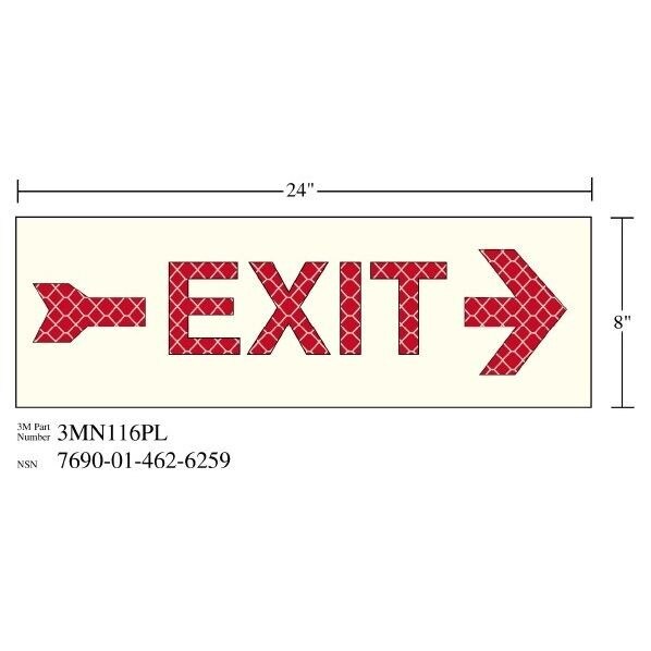3M 3M 7010389817 Photoluminescent Shipboard Exit Sign Film