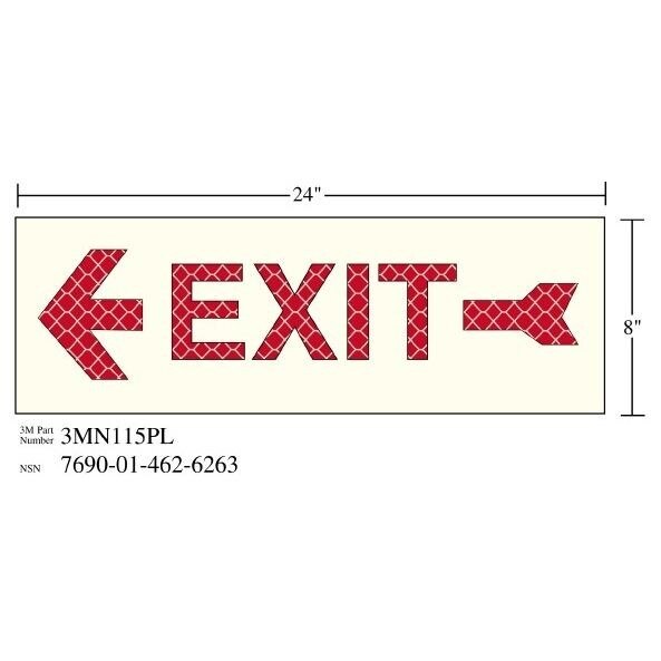 3M 3M 7010343542 Photoluminescent Exit Sign 24x8 in
