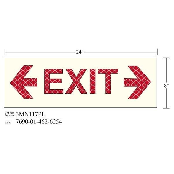 3M 3M 7010317781 Photoluminescent Exit Sign 24x8 in
