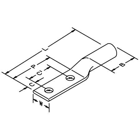 3M 3M 7000140667 Copper Two Hole Long Barrel Lug 3/0 Awg