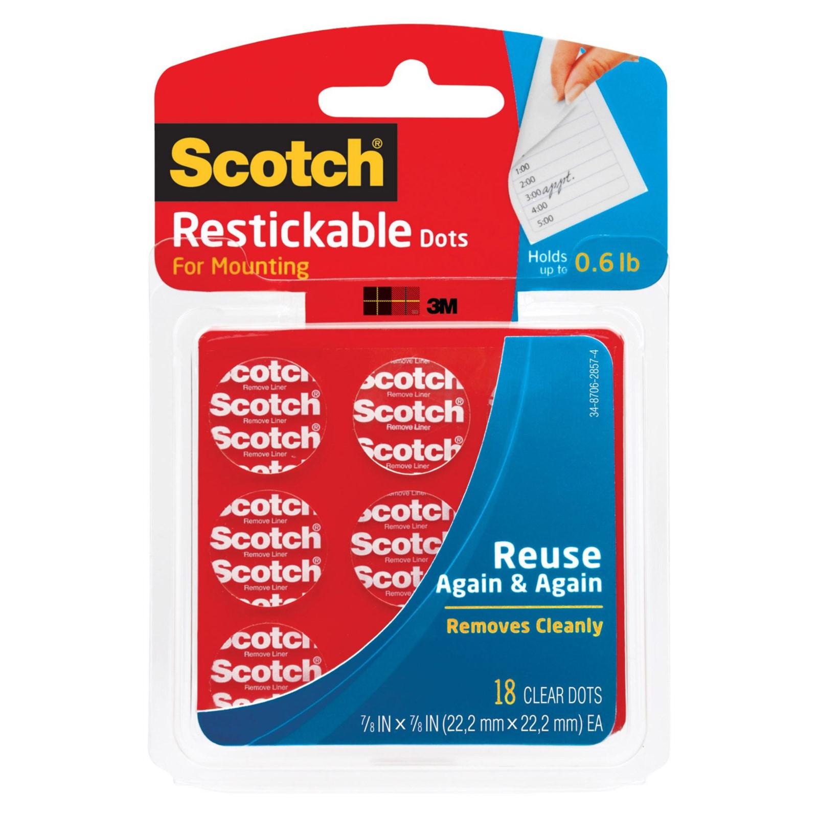 3M 3M 7100237868 Restickable Adhesive Dots 7/8 X 7/8 in Clear
