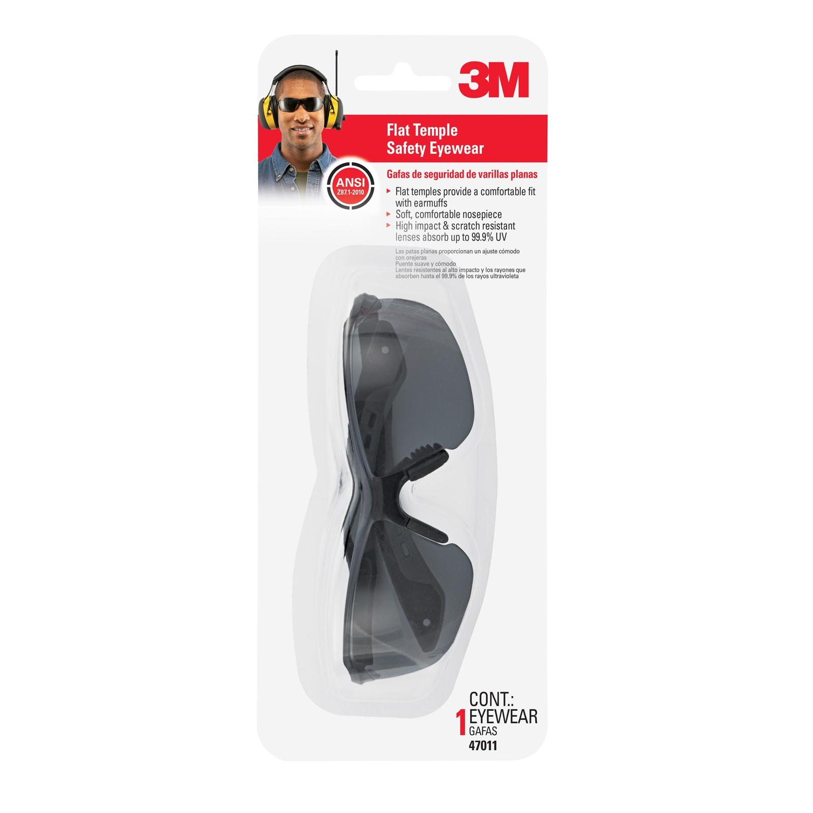 3M 3M 7100166615 Flat Temple Safety Glasses Gray