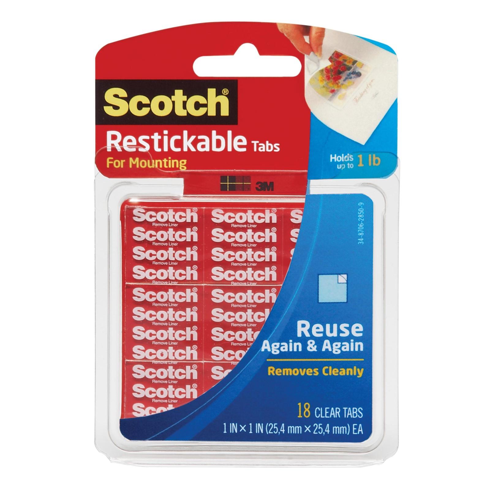 3M 3M 7100245428 Restickable Adhesive Tabs 1x1 in 18 Squares