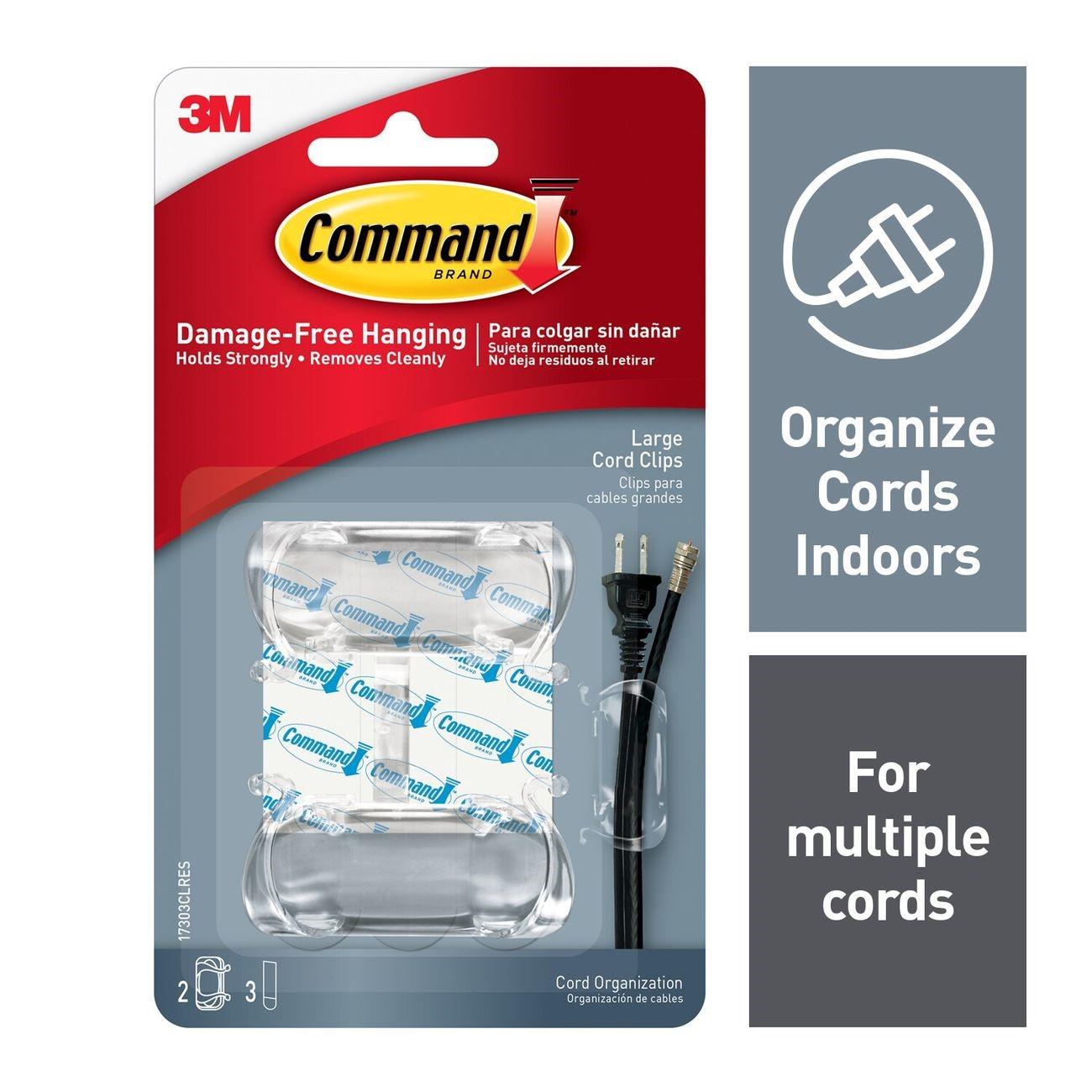 3M 3M 7100057149 Clear Cord Clips with Clear Strips