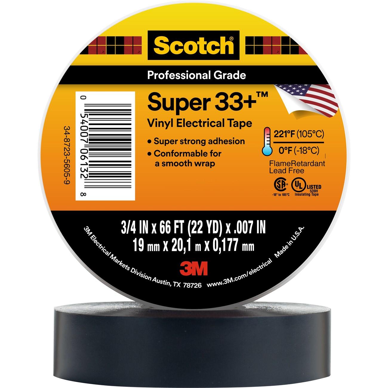 3M 3M 7010398370 Vinyl Electrical Tape 3/4 in X 66 Ft Black
