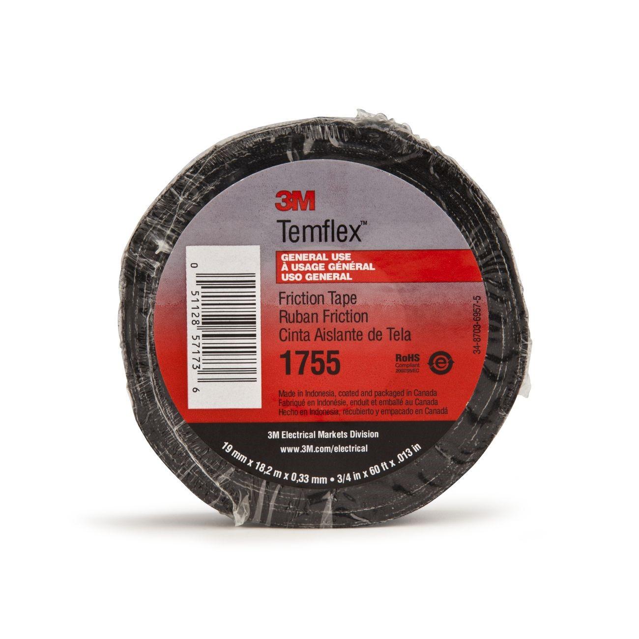 3M 3M 7010297809 Cotton Friction Tape 0.75in X 82.5ft 15 Mil