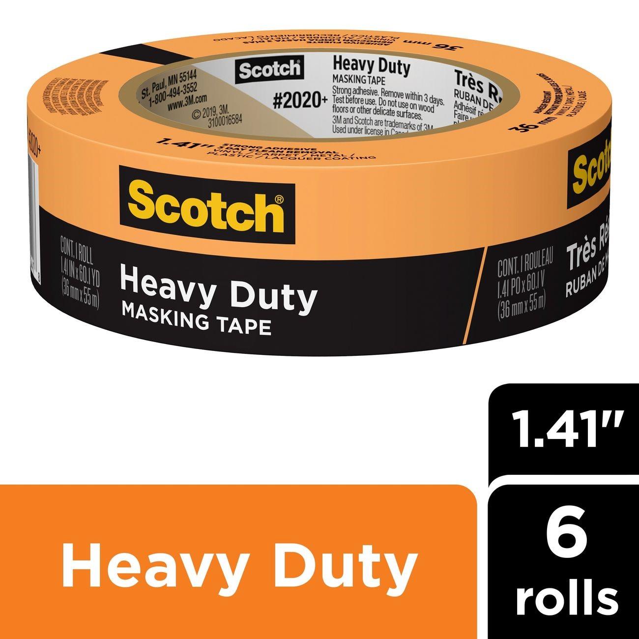 3M 3M 7100191062 Scotch 2020+ Masking Tape Orange 6 Rolls