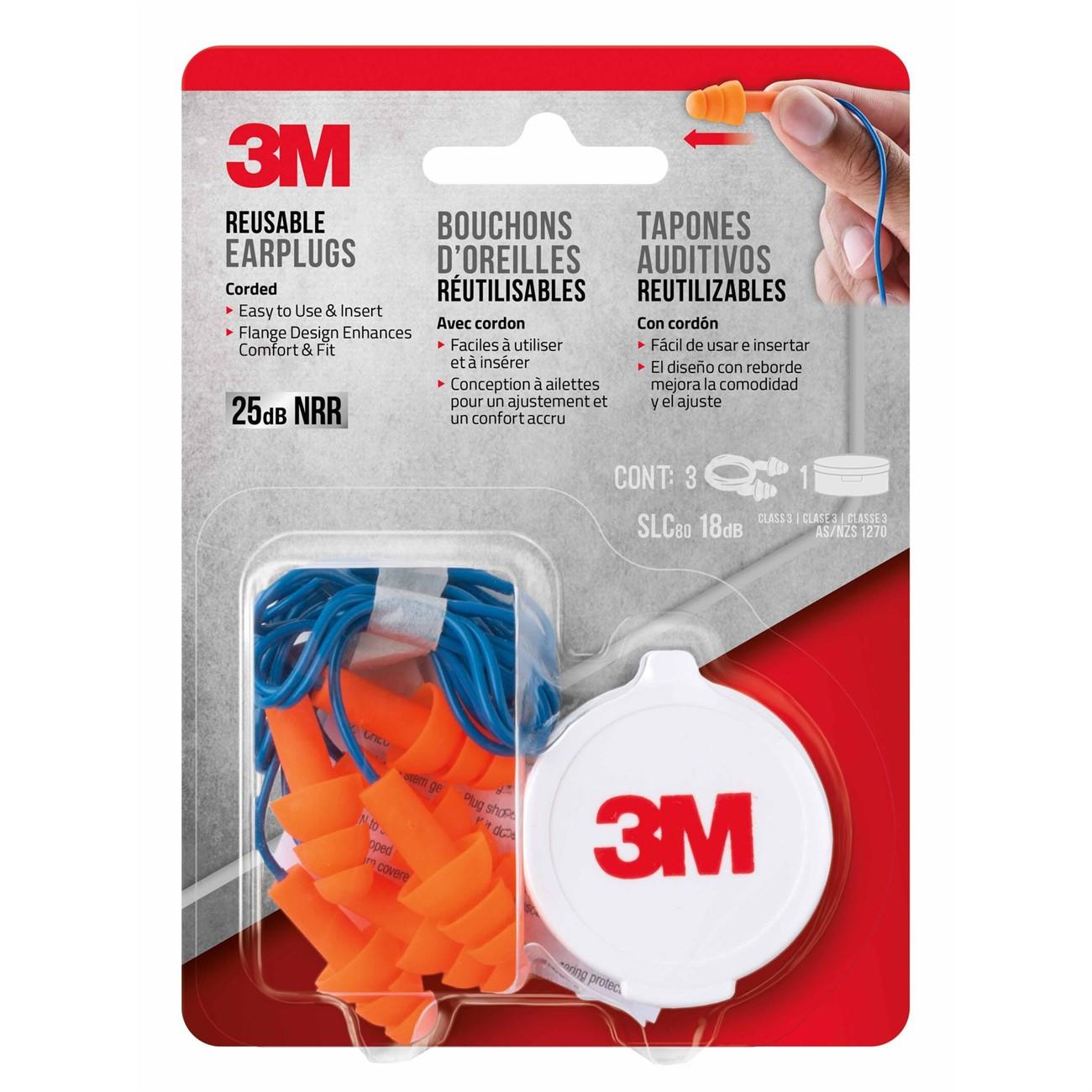 3M 3M 7100158585 Corded Reusable Earplugs Nrr 25 Db 3 Pair Pack