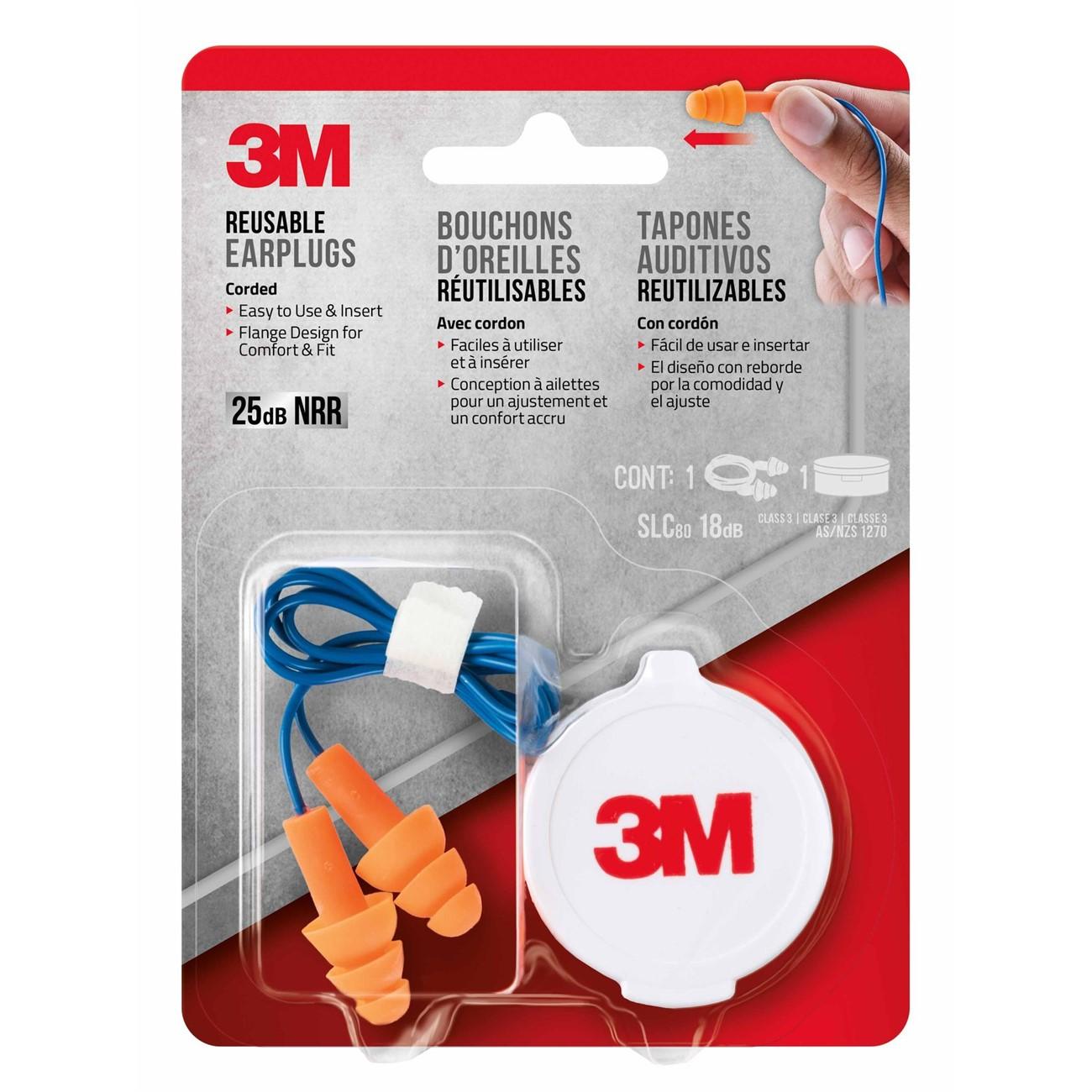 3M 3M 7100159303 Corded Reusable Earplugs One Size