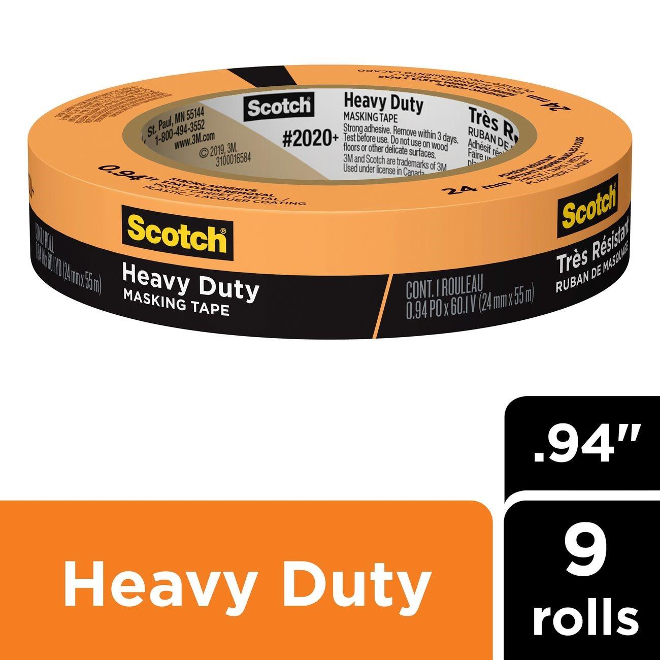 3M 3M 7100191064 Scotch 2020+ Masking Tape Orange 9-roll Pack