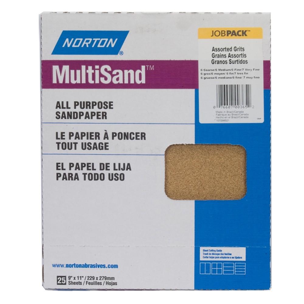 NORTON Norton 076607-00365 Multisand Sheets 9x11 Assorted Grit