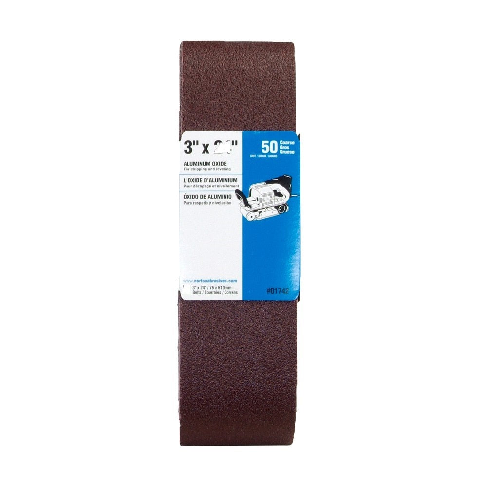 NORTON Norton 076607-01742 Sanding Belt 3x24 in 50 Grit Aluminum Oxide