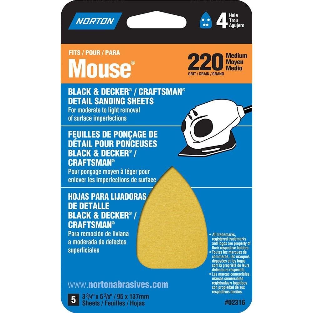 NORTON Norton 076607-02314 Detail Sanding Sheets 220 Grit 5 Pack