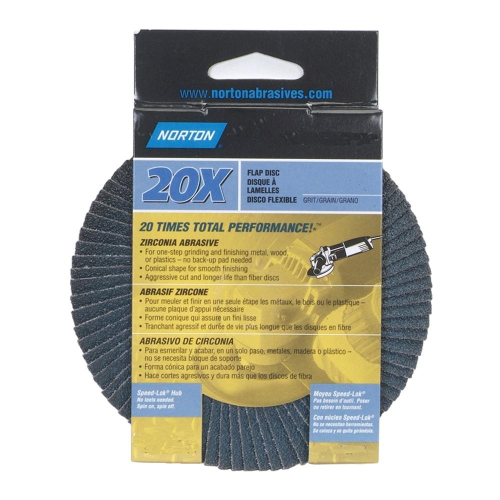 NORTON Norton 076607-03206 Norzon 20X Flap Disc 7 in 60 Grit 5 Pack
