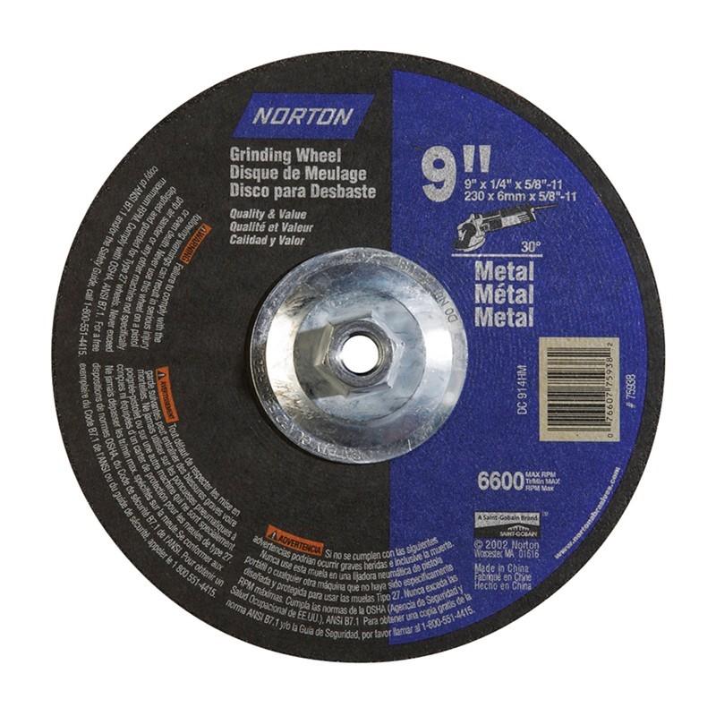NORTON Norton 076607-75938 Type 27 Grinding Wheel 9 Inch Metal