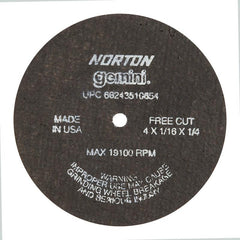 NORTON Norton 662435-10654 Type 1 Cut-off Blade 4 in 19100 Rpm