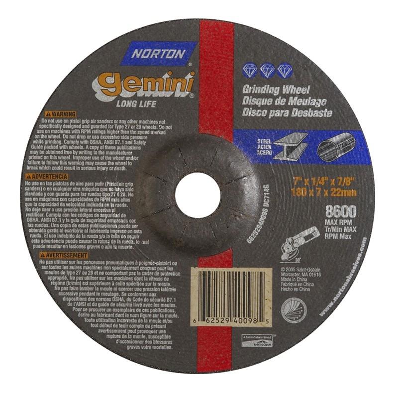 NORTON Norton 662529-40098 Type 27 Grinding Wheel 7x1/4x7/8