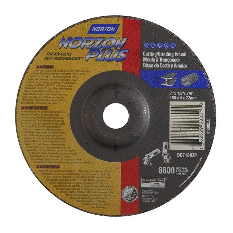 NORTON Norton 662529-38854 Type 27 Grinding Cutting Wheel 7in 8600 Rpm