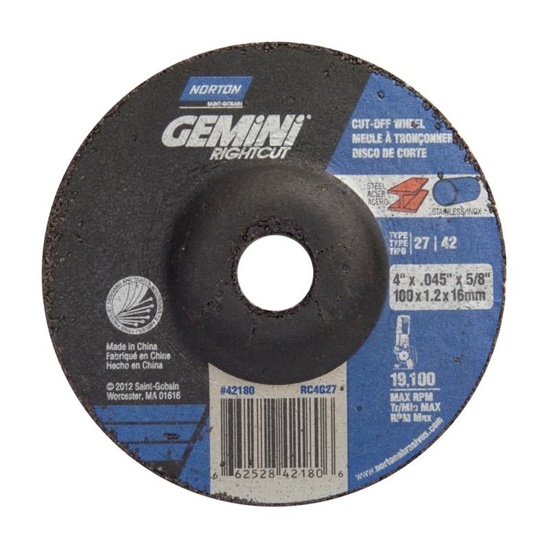 NORTON Norton 66252842180 Type 27 Cut-off Wheel 4x0.045x0.625