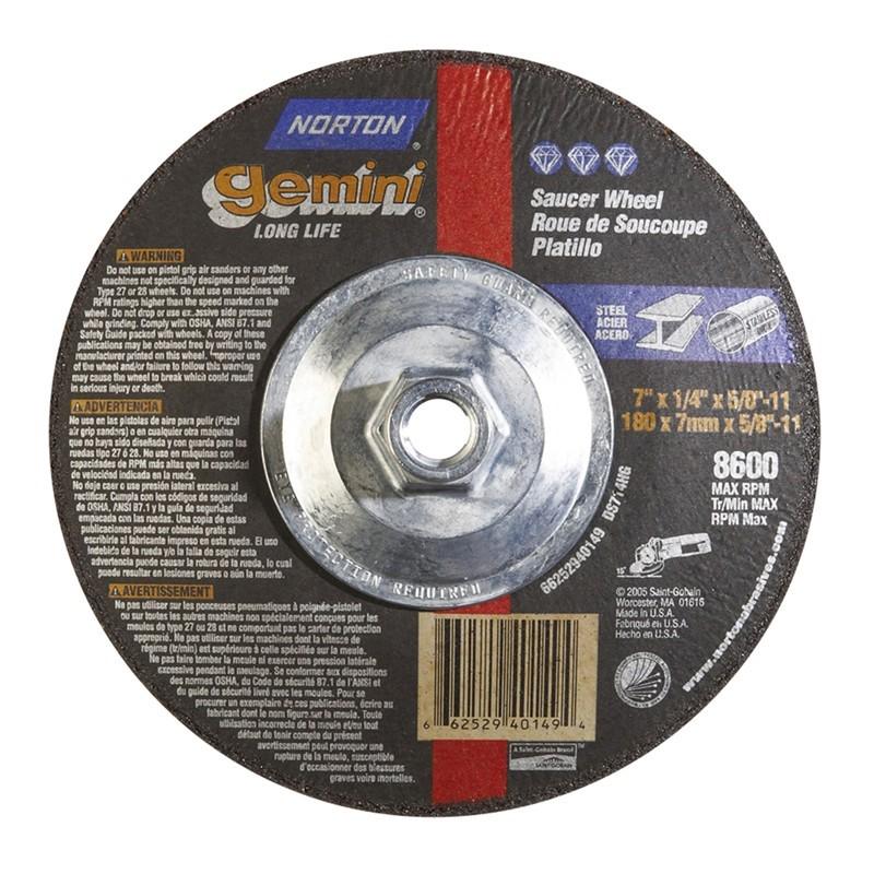 NORTON Norton 662529-40149 Type 28 Saucer Grinding Wheel 7x1/4x5/8-11