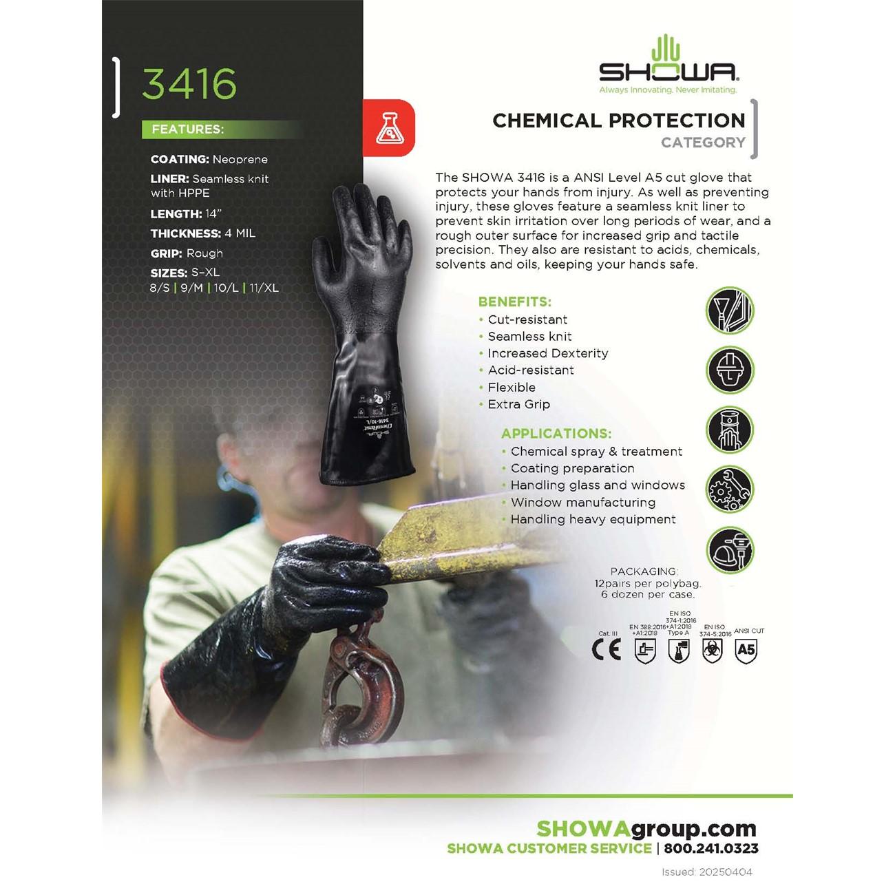 SHOWA Showa 3416-09 Cut Resistant Glove Medium A5 Navy