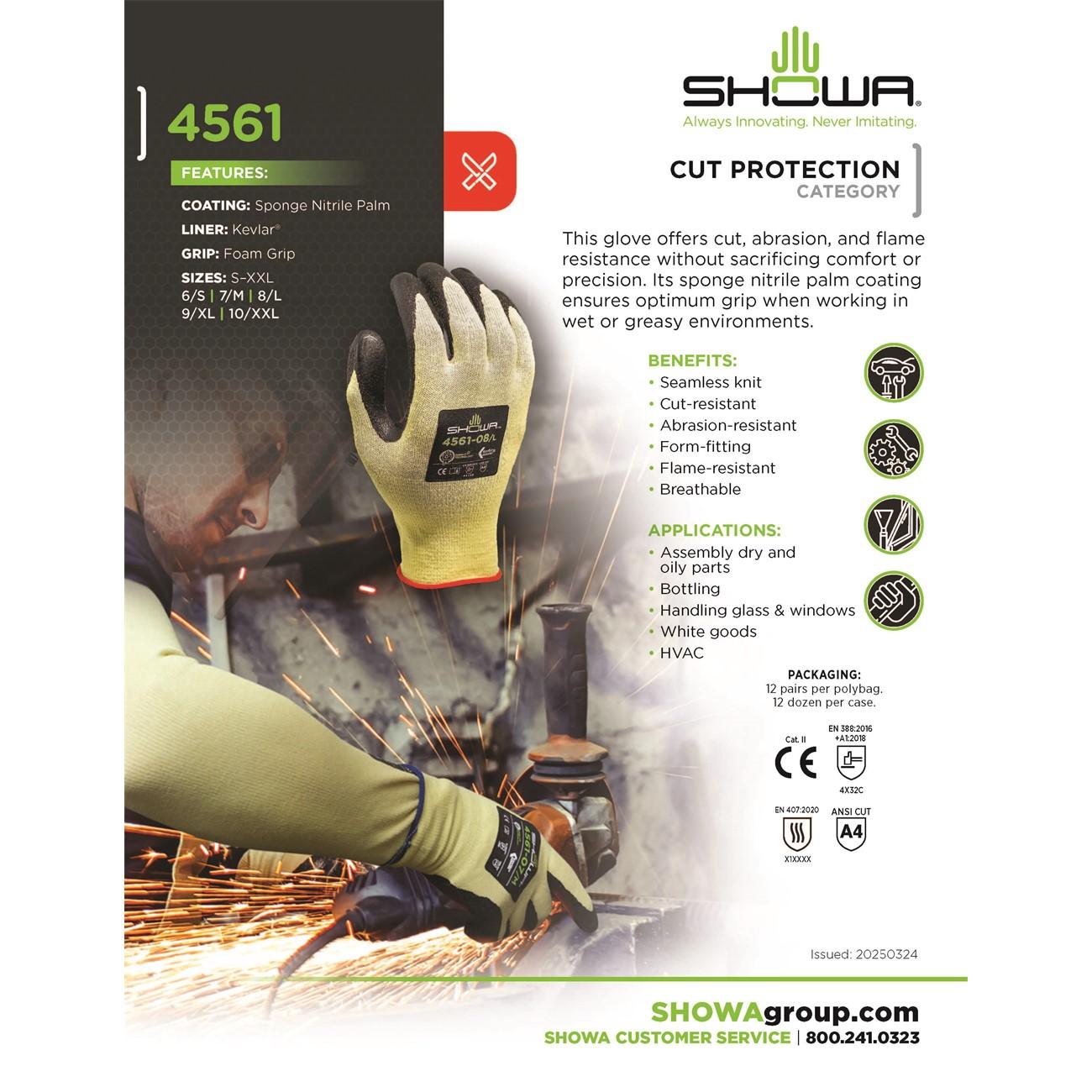 SHOWA Showa 4561M-07 Cut Resistant Glove Medium A4 Nitrile