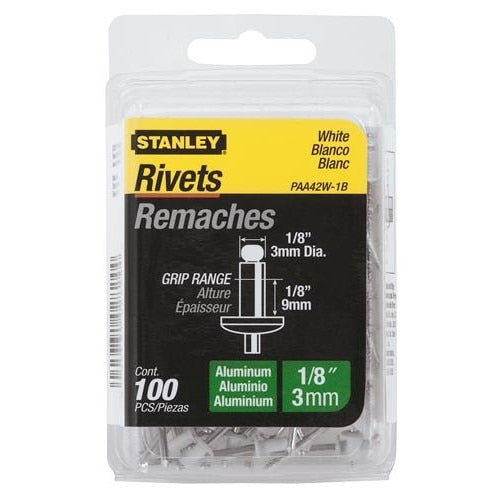 STANLEY Stanley PAA42W-1B Aluminum Rivets White 100 Pack