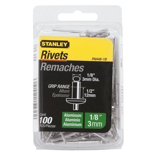 STANLEY Stanley PAA48-1B Aluminum Rivets 0.125x0.5 in 100 Pack
