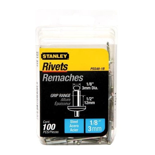 STANLEY Stanley PSS48-1B Steel Rivets 0.125x0.5 Inches 100 Pack