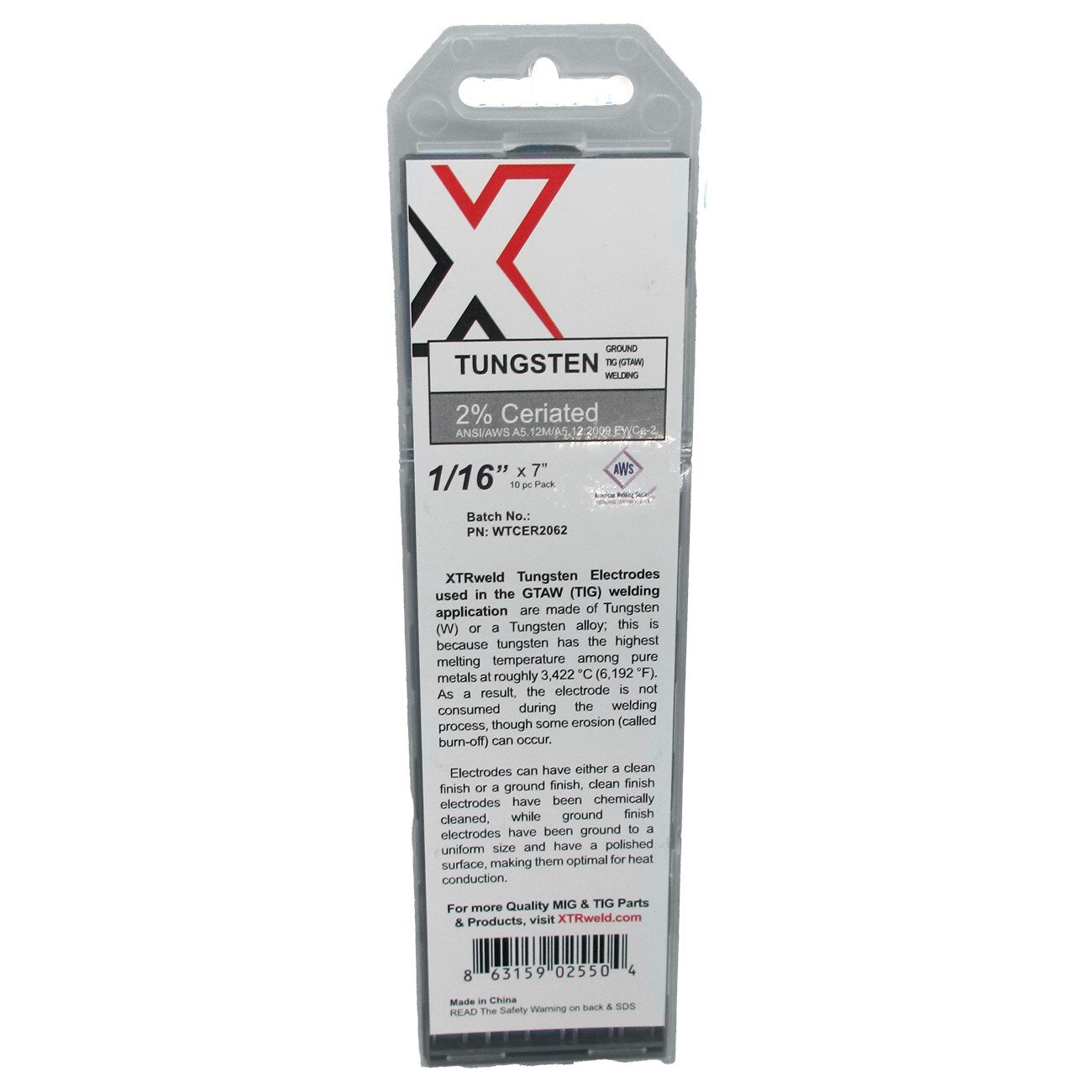 XTRWELD Xtrweld WTCER2040 2% Ceriated Tungsten Electrode 0.040 10pk