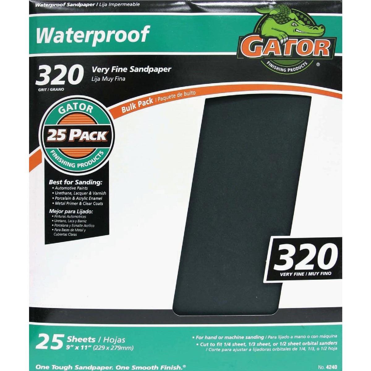 GATOR Gator 4240 Waterproof Sandpaper 320 Grit 9x11 in 25-pack