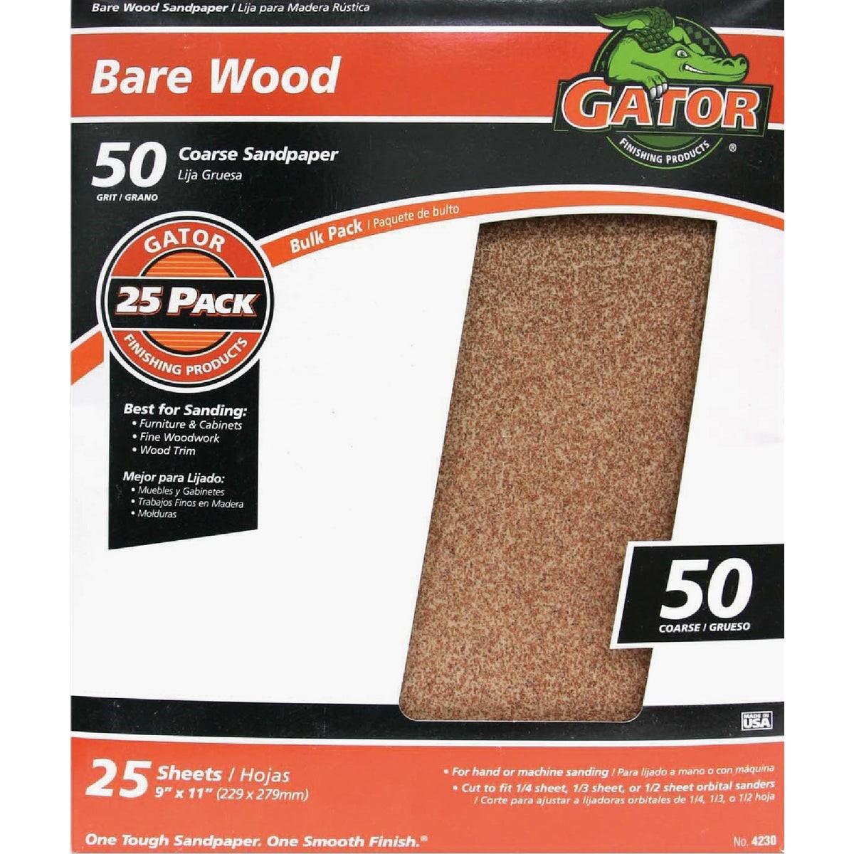 GATOR Gator 4230 Coarse Sandpaper 50 Grit 9x11 in 25-pack