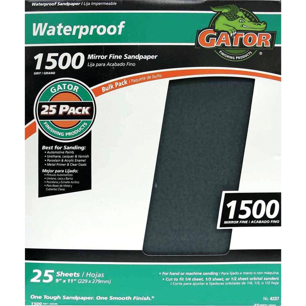 GATOR Gator 4237 Waterproof Sandpaper 1500 Grit 9x11 in 25 Pack