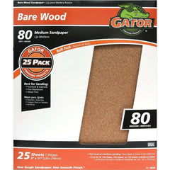 GATOR Gator 4228 Sandpaper 80 Grit 9x11 in Bare Wood 25 Pack