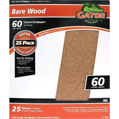 GATOR Gator 4229 Bare Wood Sandpaper 60 Grit 9x11 in 25 Pack