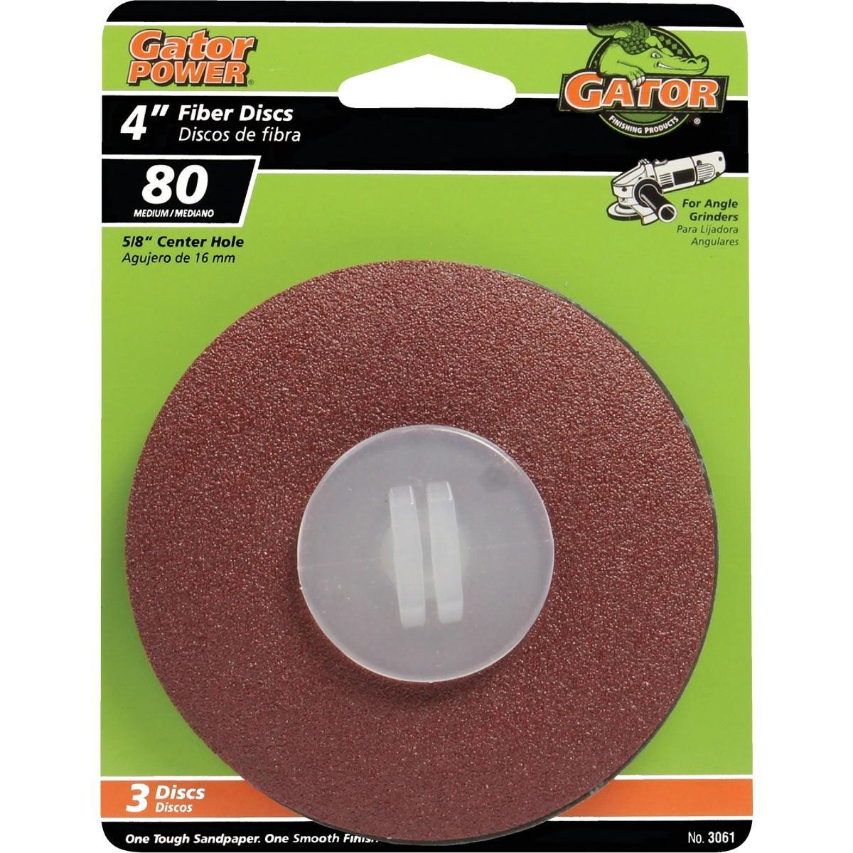 GATOR Gator 3061 Aluminum Oxide Fiber Disc 80 Grit 4 Inch 3-pack