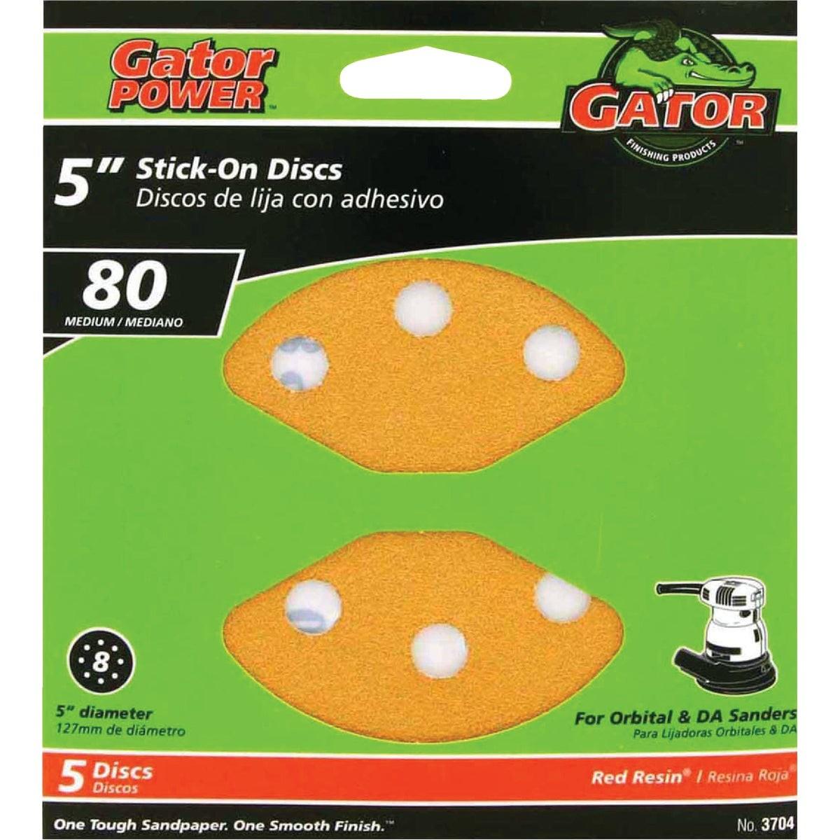 GATOR Gator 3704 Sanding Disc 80 Grit 5 Inch 8-hole 5 Pack