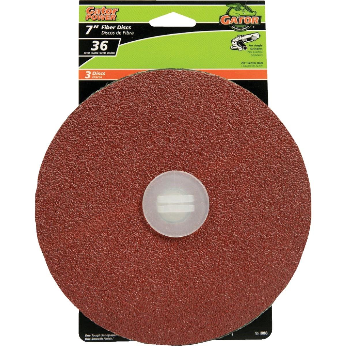 GATOR Gator 3083 Fiber Disc 7 Inch 36 Grit 3-pack