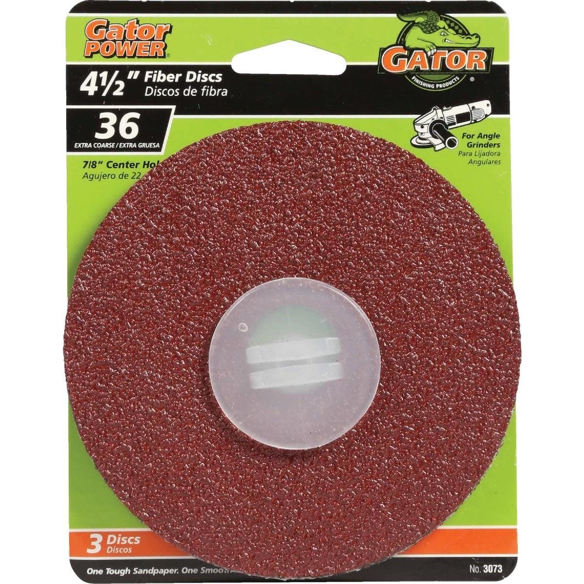 GATOR Gator 3073 Fiber Disc 36 Grit 4.5 in Angle Grinder 3 Pack