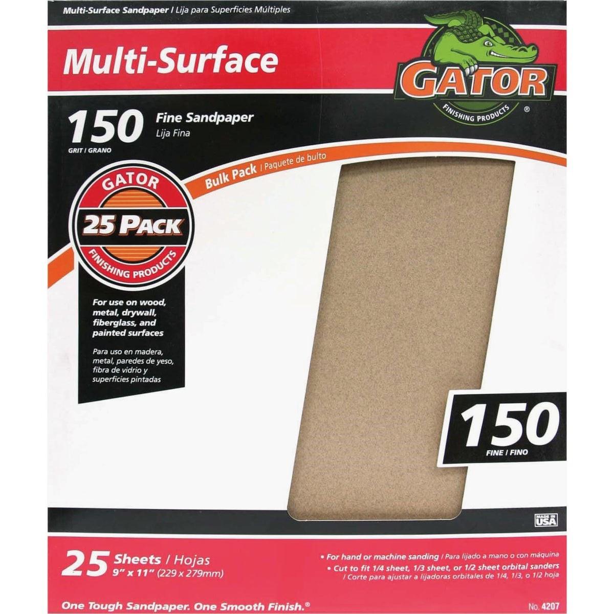 GATOR Gator 4207 Multi-surface 150 Grit Sandpaper 9x11 in 25 Pack