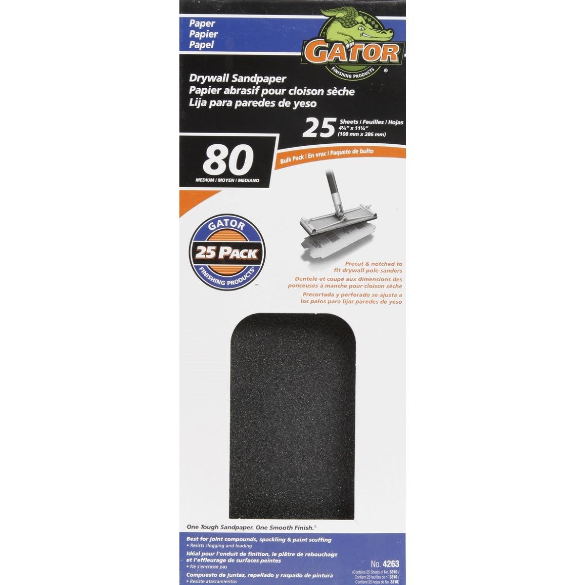 GATOR Gator 4263 Drywall Sandpaper 80 Grit 25-pack