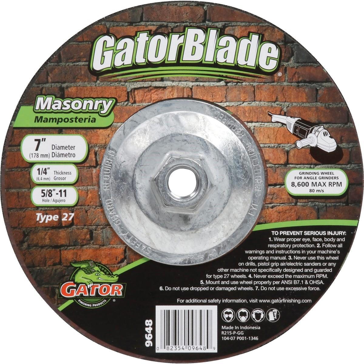 GATOR Gator 9648 Type 27 Masonry Cut-off Wheel 7x1/4x5/8-11
