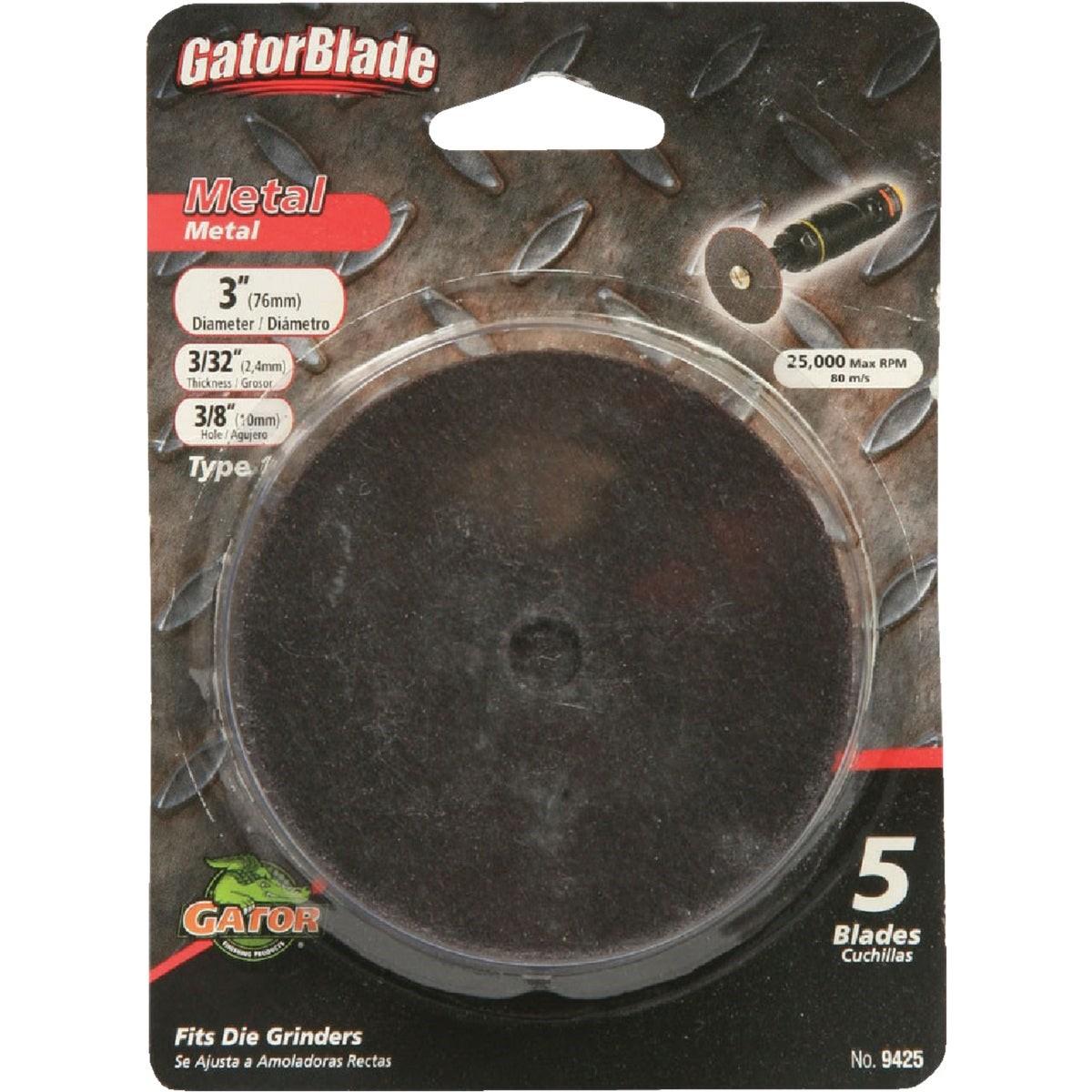 GATOR Gator 9425 Type 1 Metal Cut-off Wheel 3x3/32x3/8 in 5-pack