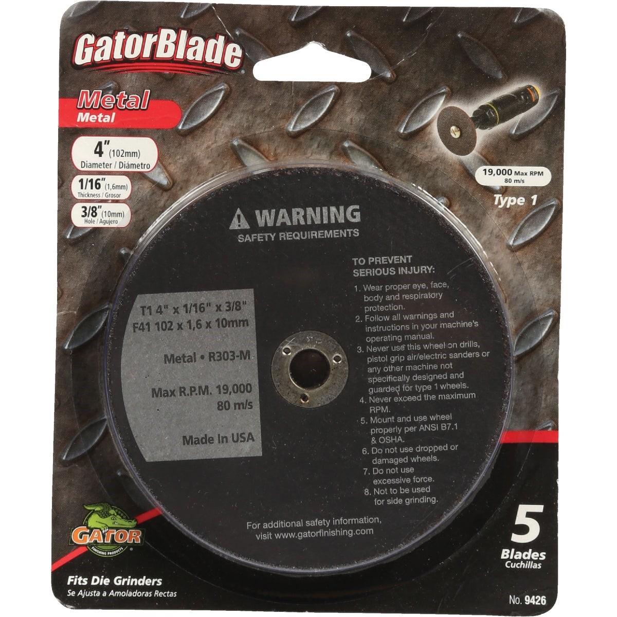 GATOR Gator 9426 Type 1 Metal Cut-off Wheel 4in 5 Pack